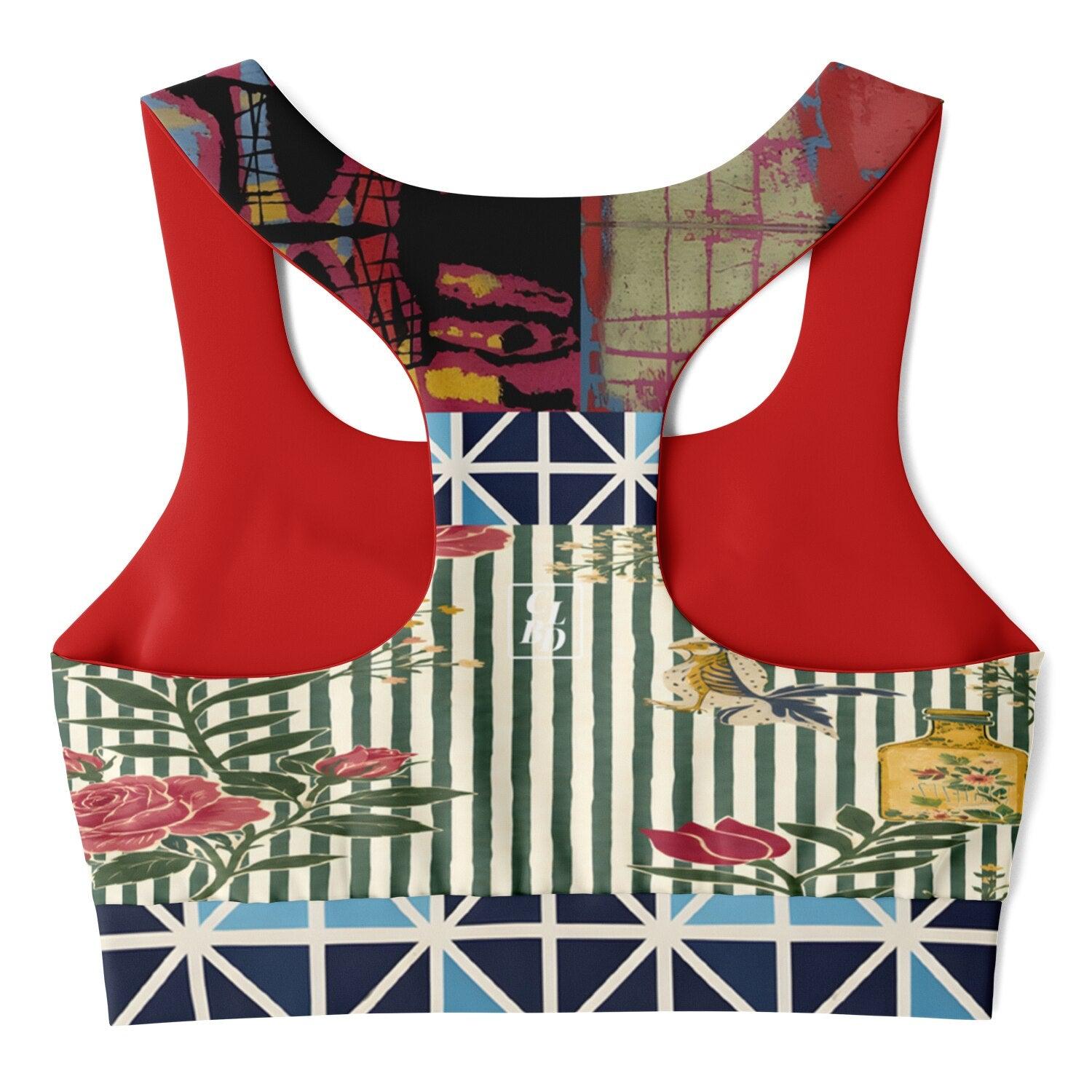 Tazania in Abstract Colorblock Padded Sports Bra