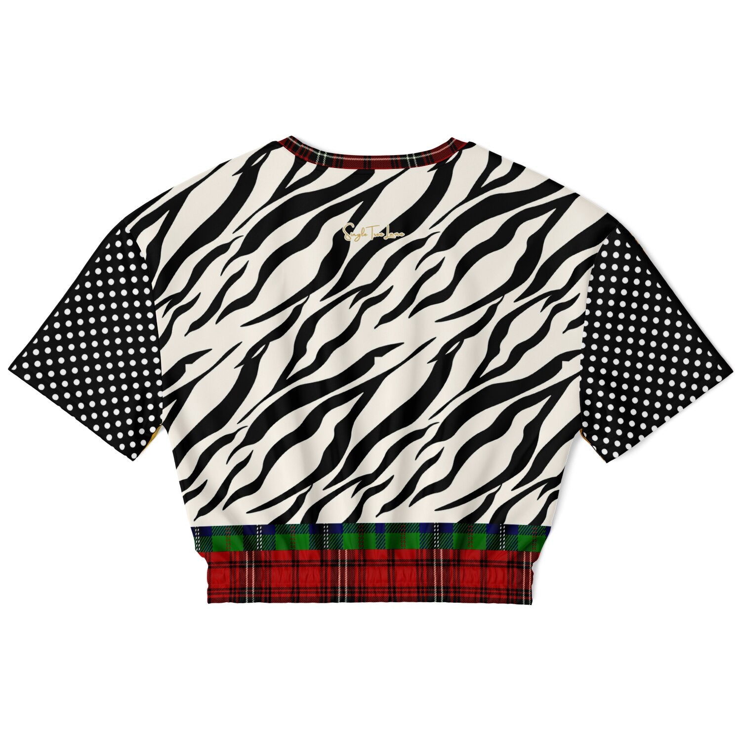 Tartan is the New Camo Tiger Print Eco-Poly Short Sleeve Cropped Pullover
