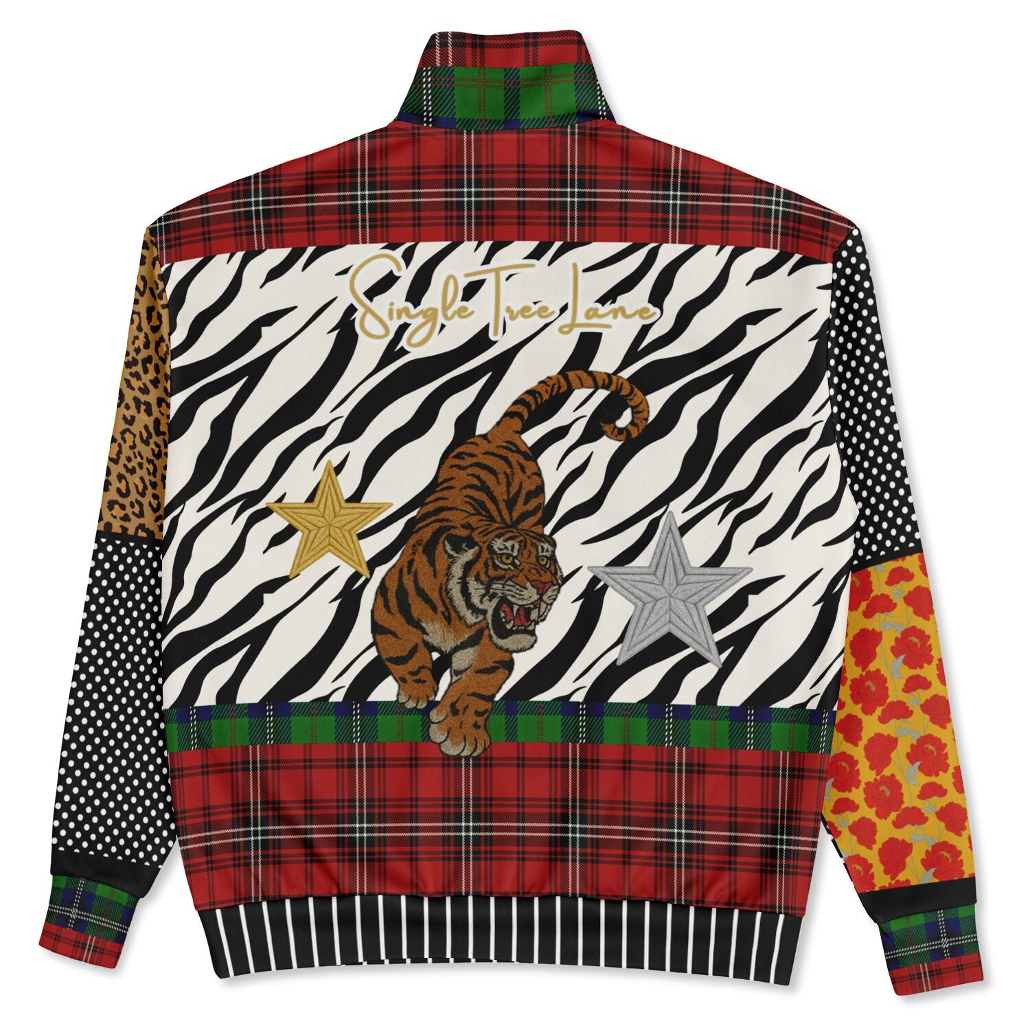 Tartan is the New Camo in Duo Plaid Tiger Print Heavyweight Oversized Quarter Zip Sweatshirt