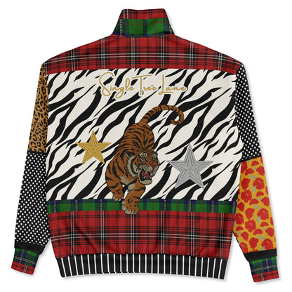 Tartan is the New Camo in Duo Plaid Tiger Print Heavyweight Oversized Quarter Zip Sweatshirt