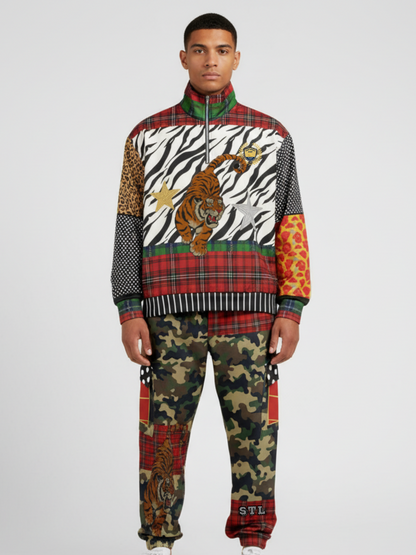 Tartan is the New Camo in Duo Plaid Tiger Print Eco-Poly Cargo Joggers