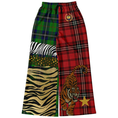 Tartan is the New Camo in Duo Plaid and Tiger Eco-Poly Wide Leg Pants