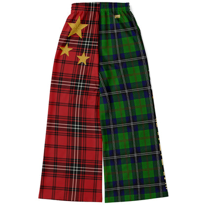 Tartan is the New Camo in Duo Plaid and Tiger Eco-Poly Wide Leg Pants