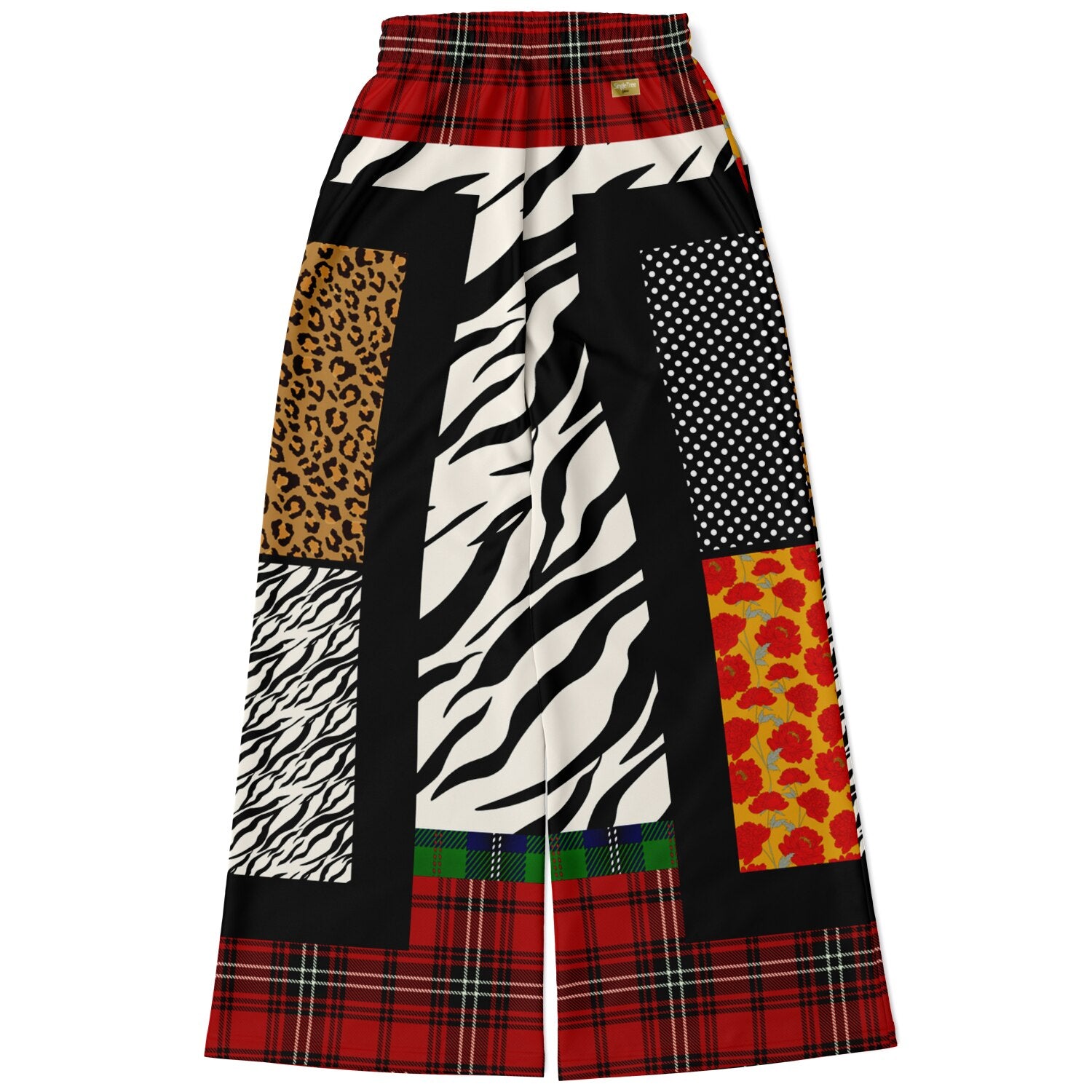 Tartan is the New Camo in Zebra Patchwork Eco-Poly Wide Leg Pants
