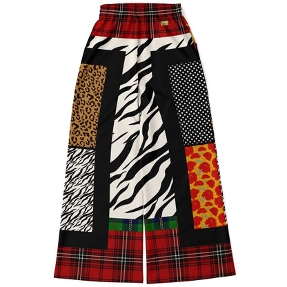 Tartan is the New Camo in Zebra Patchwork Eco-Poly Wide Leg Pants