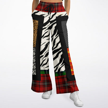 Tartan is the New Camo in Zebra Patchwork Eco-Poly Wide Leg Pants