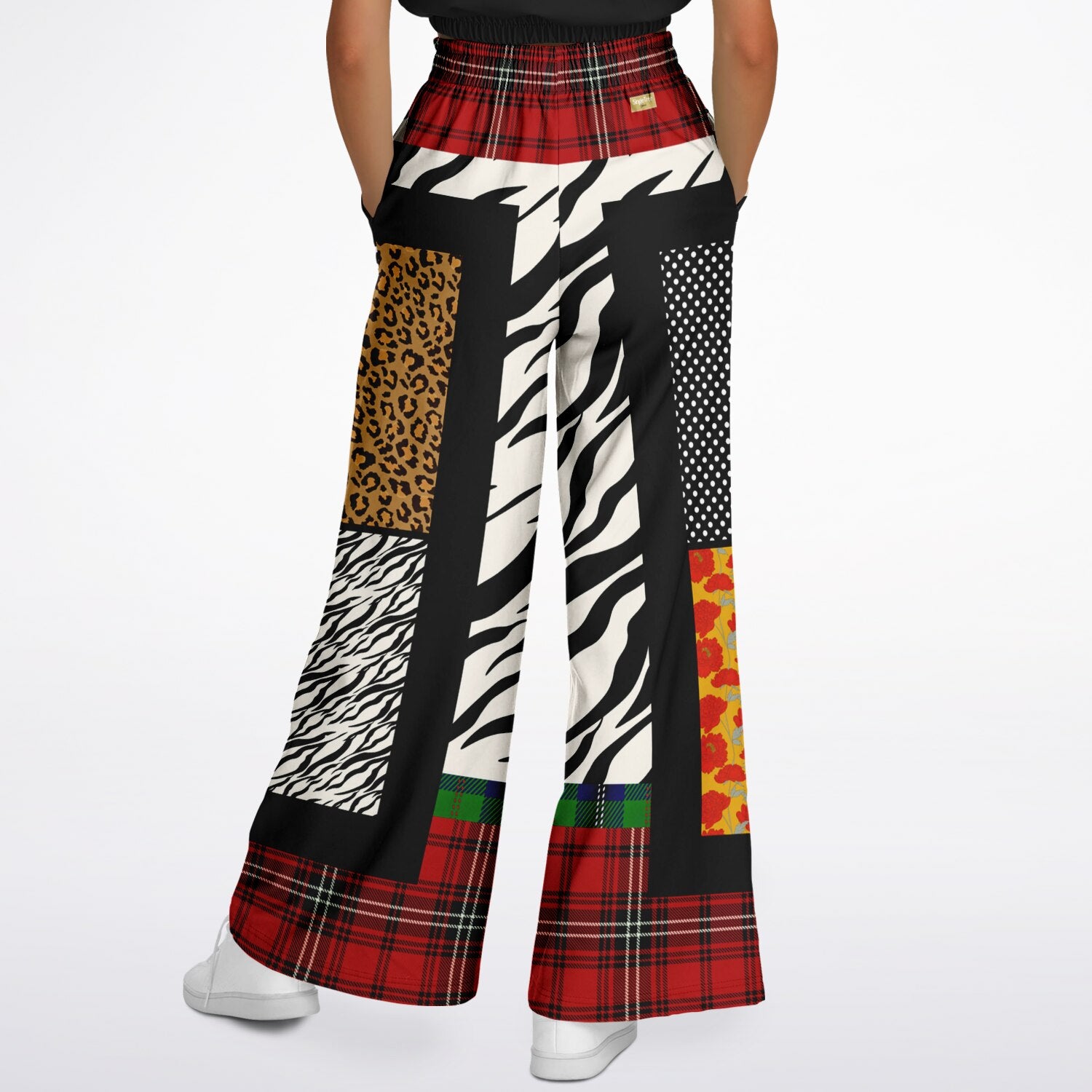 Tartan is the New Camo in Zebra Patchwork Eco-Poly Wide Leg Pants