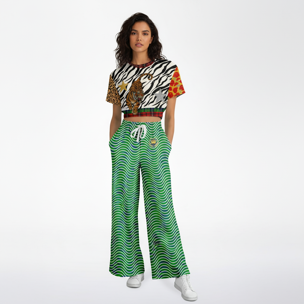 Tartan is the New Camo Tiger Print Eco-Poly Short Sleeve Cropped Pullover