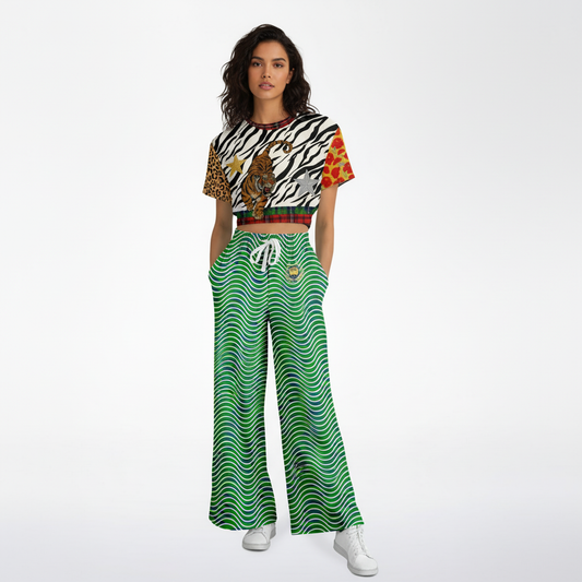 Tartan is the New Camo Tiger Print Eco-Poly Short Sleeve Cropped Pullover