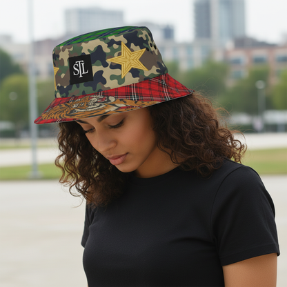 Tartan is the New Camo Tiger Stars Reversible Bucket Hat