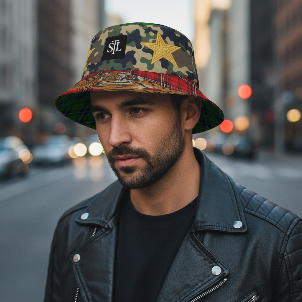 Tartan is the New Camo Tiger Stars Reversible Bucket Hat