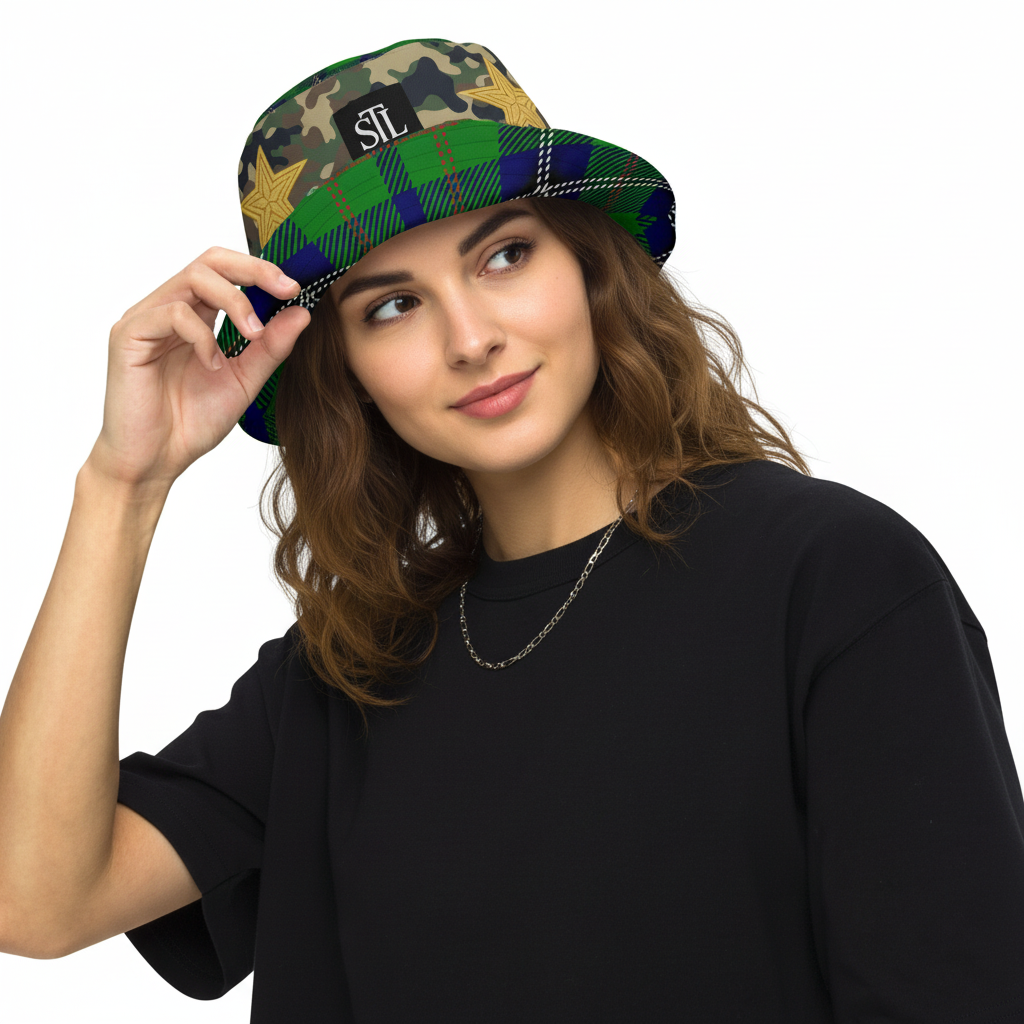 Tartan is the New Camo Tiger Stars Reversible Bucket Hat
