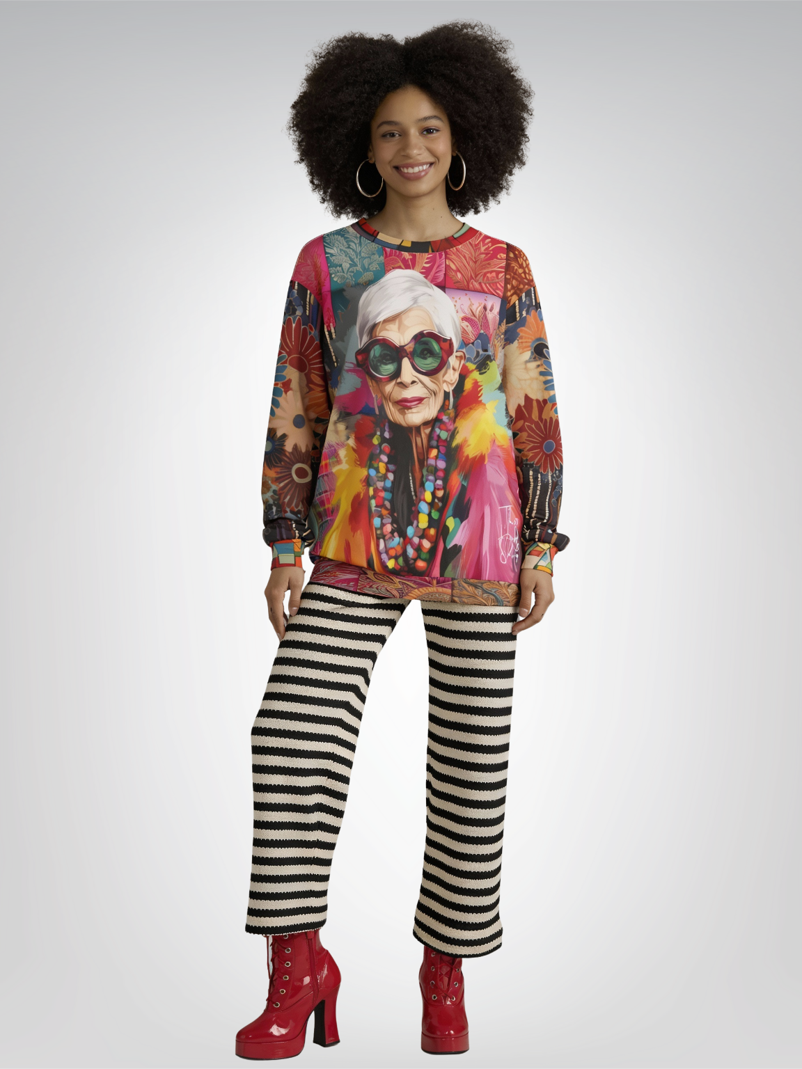 The Boa in Me - Iris Apfel Patchwork Print Unisex Sweatshirt (Gold Label)