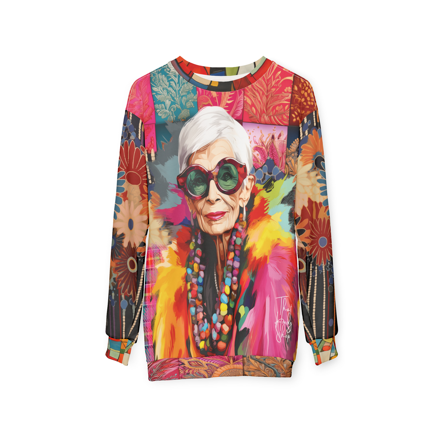 The Boa in Me - Iris Apfel Patchwork Print Unisex Sweatshirt (Gold Label)