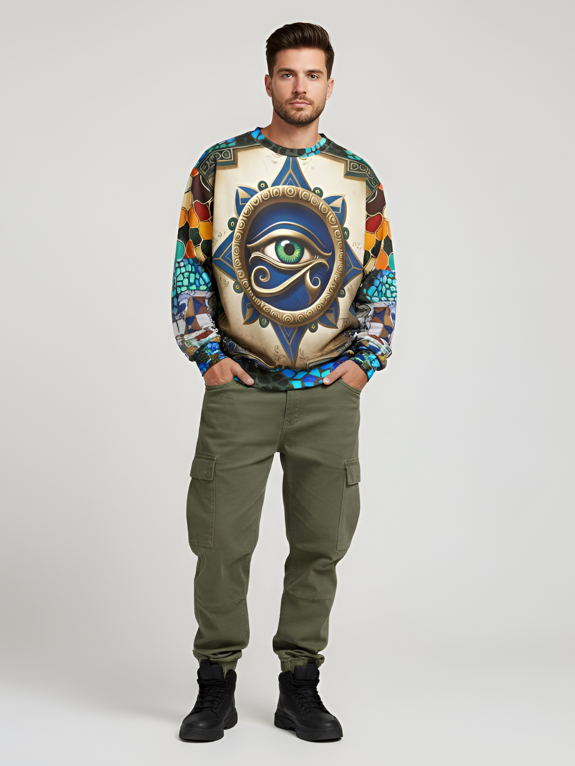 The Enlightened One - Eye of Horus Mosaic Print Unisex Sweatshirt (Gold Label)