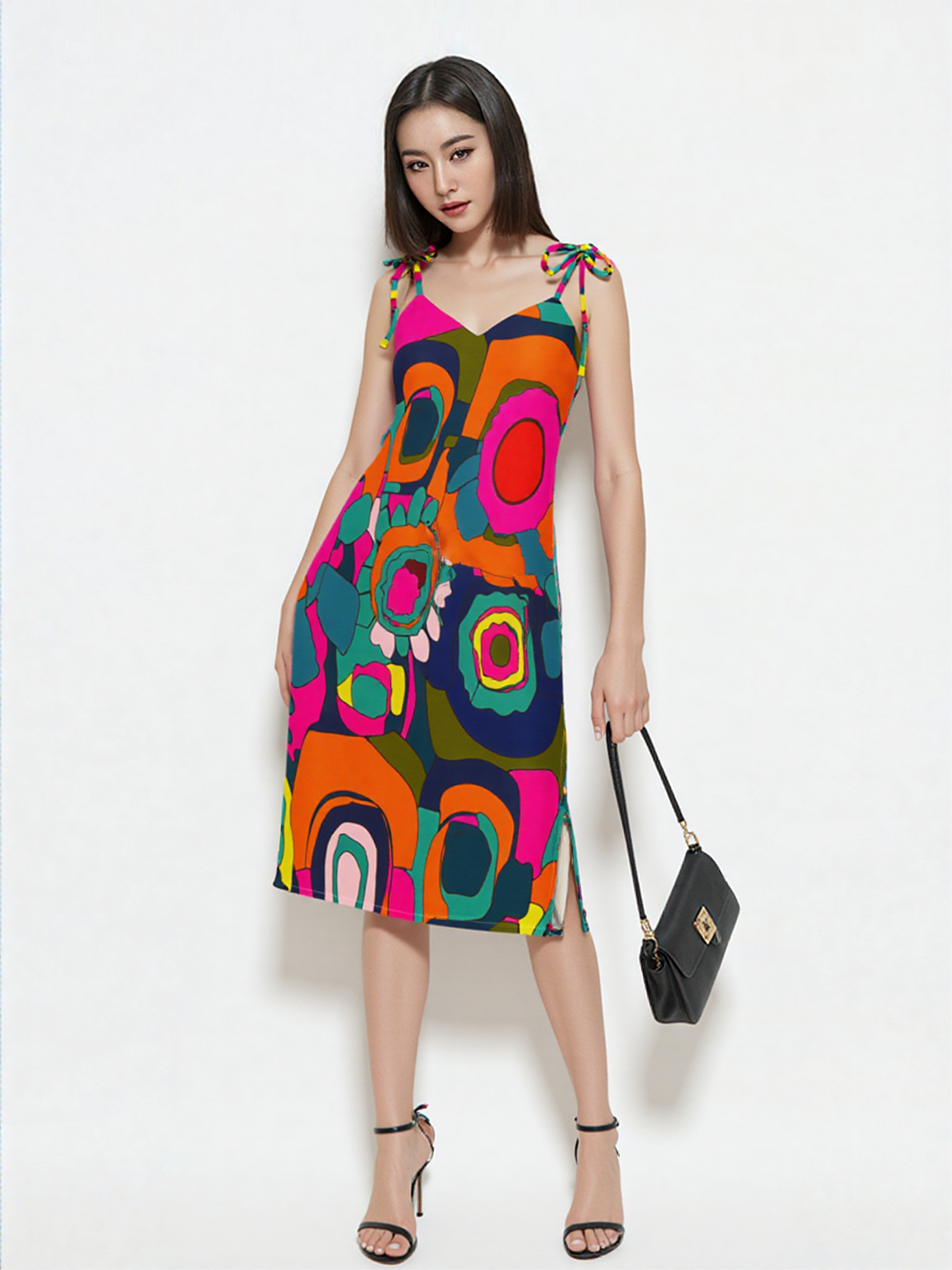 The Hippie in Me Blue Abstract Print Tie-strap Midi Dress
