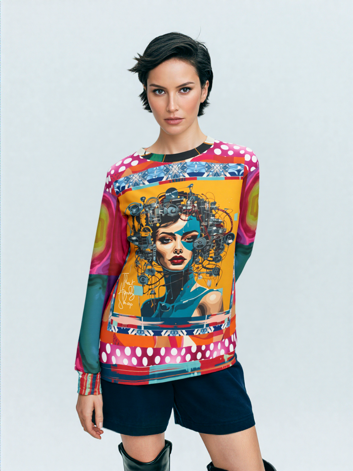 The Hybrid - Girl Machina in Yellow Unisex Sweatshirt (Gold Label)