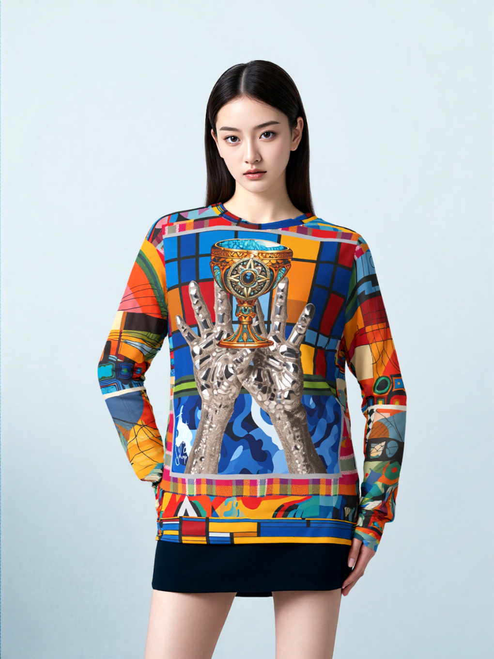 The Offering Chalice Colorblock Print Unisex Sweatshirt (Gold Label)