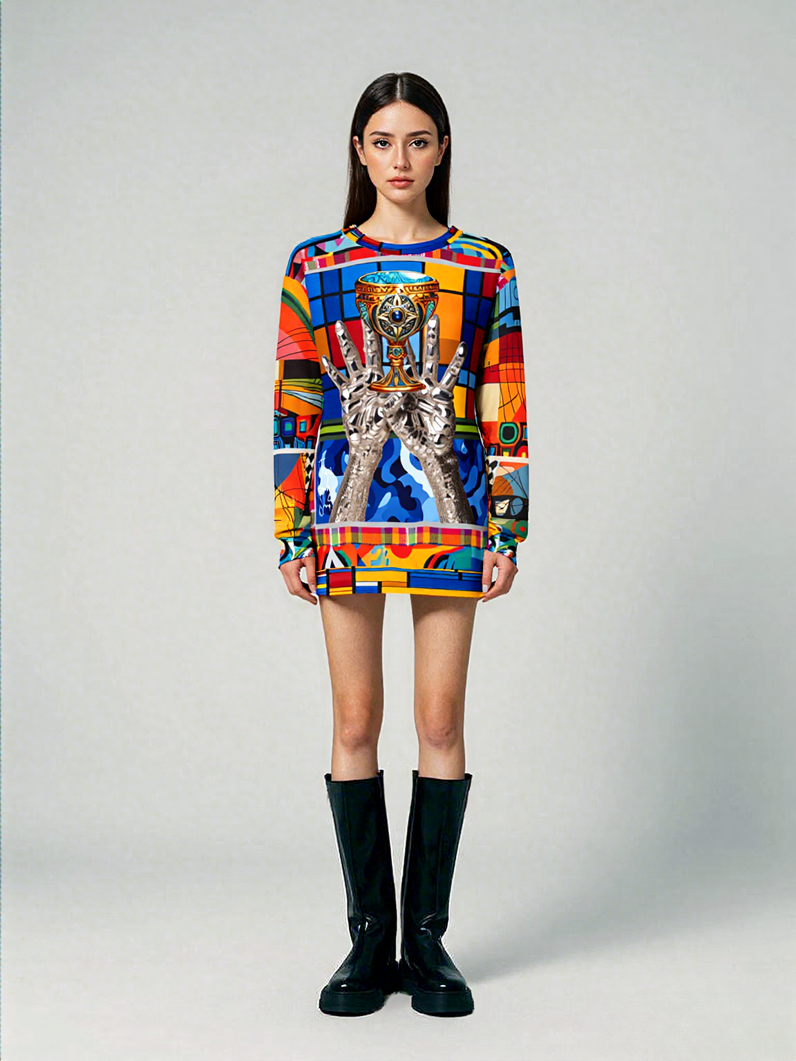 The Offering Chalice Colorblock Print Unisex Sweatshirt (Gold Label)