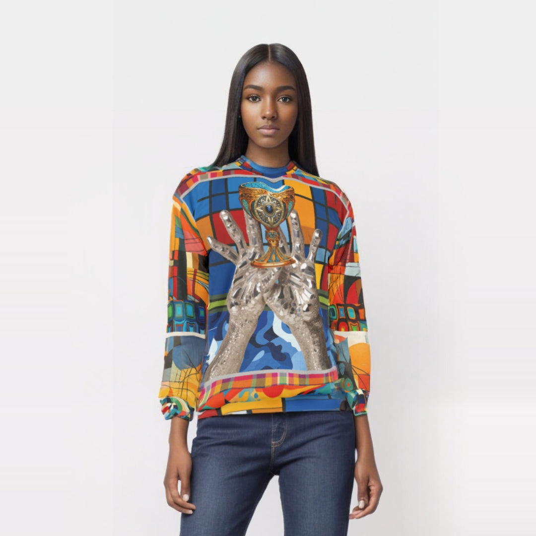 The Offering Chalice Colorblock Print Unisex Sweatshirt (Gold Label)