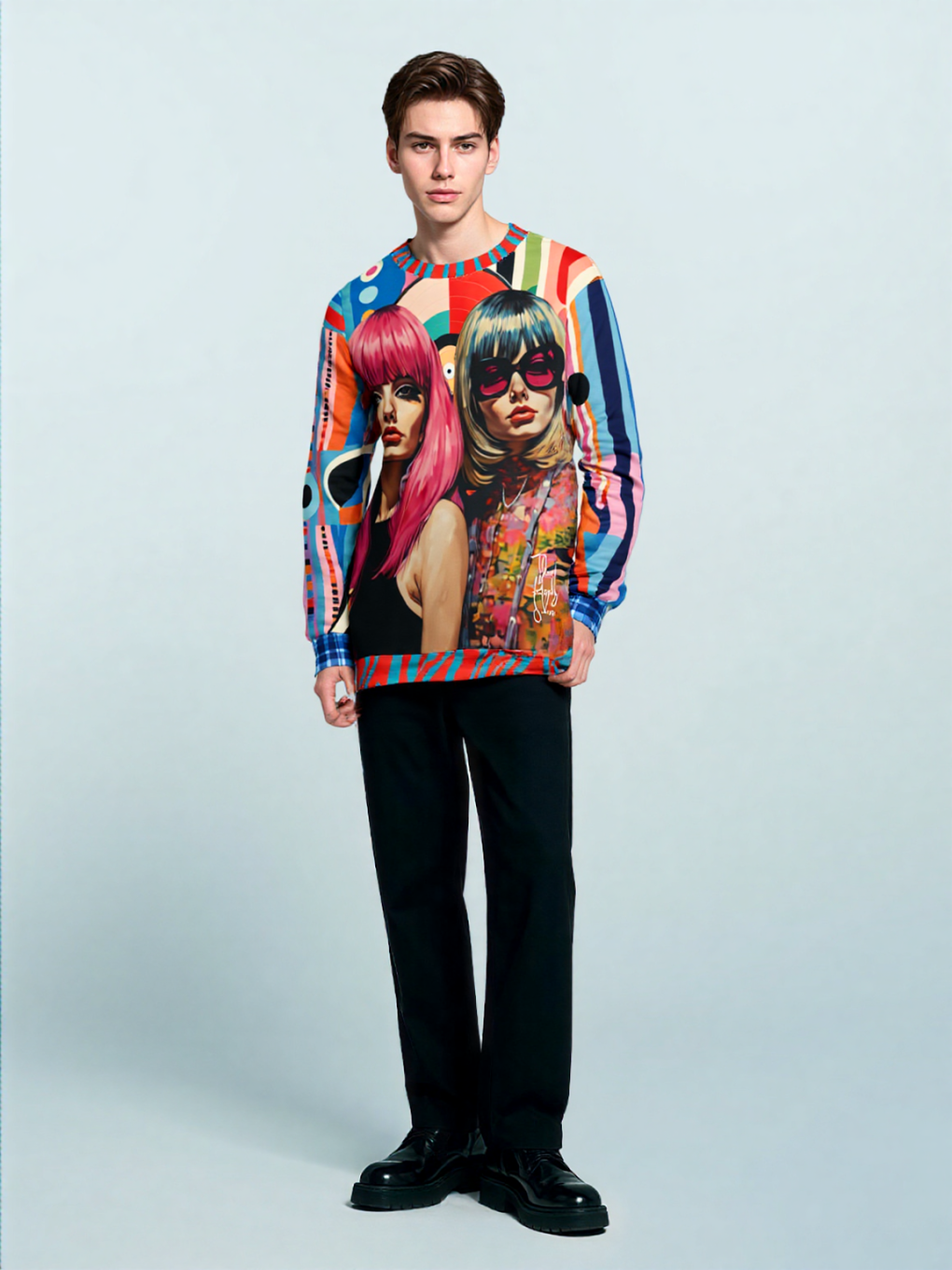 The Pfeiffers-Beatnik Girls Abstract Geo Unisex Sweatshirt (Gold Label)