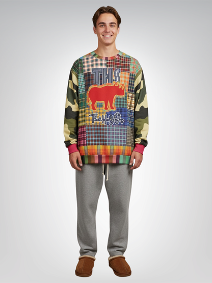 The Preppy Woodsman Plaid Patchwork Rhino Unisex Sweatshirt (Gold Label)