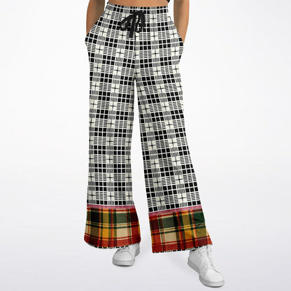 The Three Muses in New Plaid Eco-Poly Wide Leg Pants