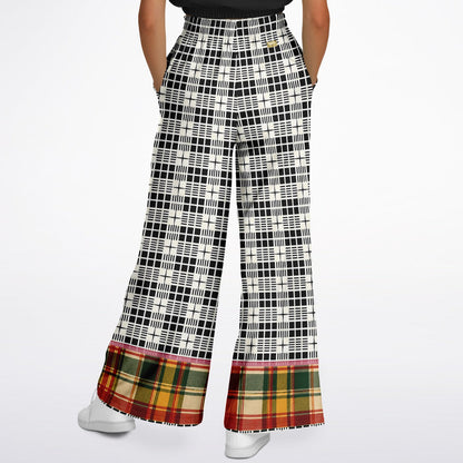 The Three Muses in New Plaid Eco-Poly Wide Leg Pants