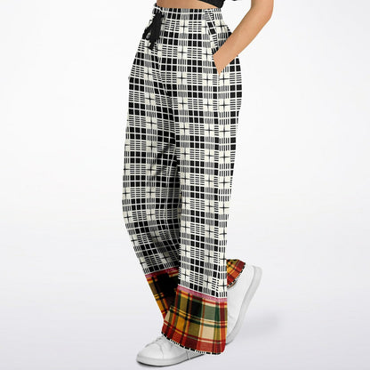 The Three Muses in New Plaid Eco-Poly Wide Leg Pants