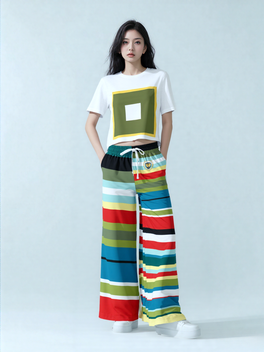 Everglades Rainbow Stripe Eco-Poly Wide Leg Pants