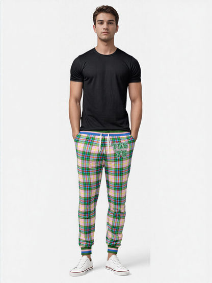 THS 76 Pink Collegiate Tartan Plaid Eco-Poly Unisex Joggers