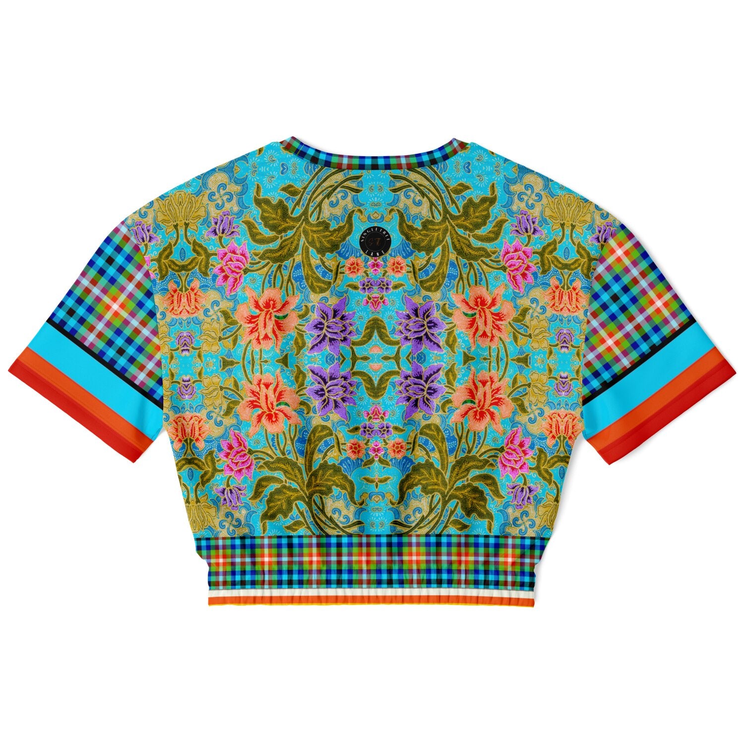 Tiger in Colorful Carnivale Eco-Poly Short Sleeve Cropped Pullover