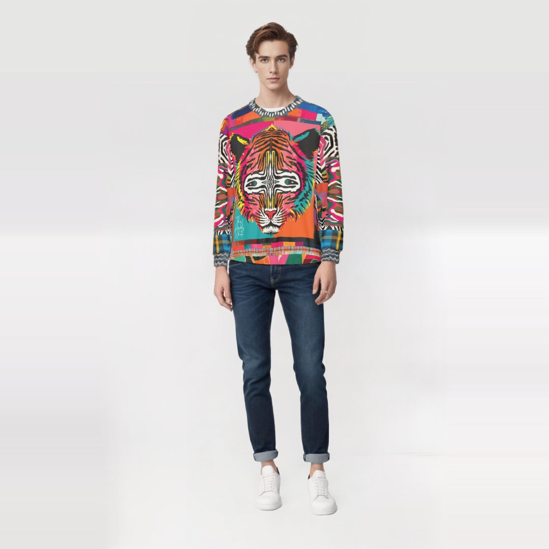 Tiger in Colorful Carnivale Pop Art  Unisex Sweatshirt (Gold Label)