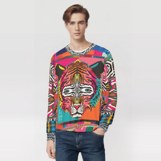 Tiger in Colorful Carnivale Pop Art  Unisex Sweatshirt (Gold Label)