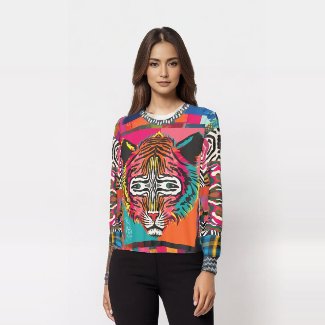 Tiger in Colorful Carnivale Pop Art  Unisex Sweatshirt (Gold Label)