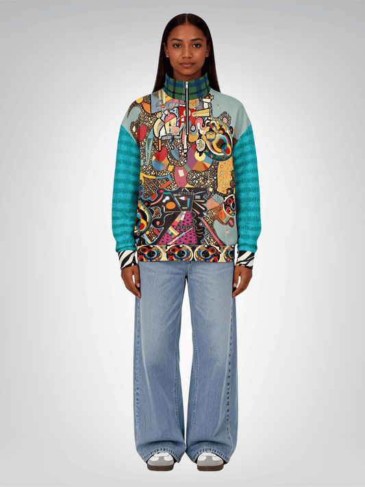 Tiptoe Through the Kandinskys Heavyweight Oversized Quarter Zip Sweatshirt