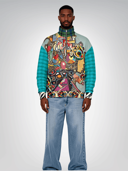 Tiptoe Through the Kandinskys Heavyweight Oversized Quarter Zip Sweatshirt