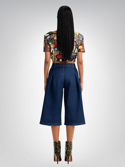 Tiptoe Through the Kandinskys Eco-Poly Short Sleeve Cropped Pullover