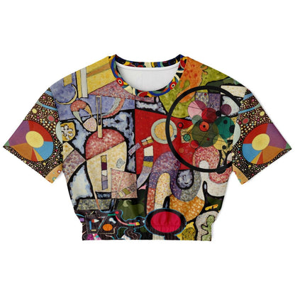 Tiptoe Through the Kandinskys Eco-Poly Short Sleeve Cropped Pullover