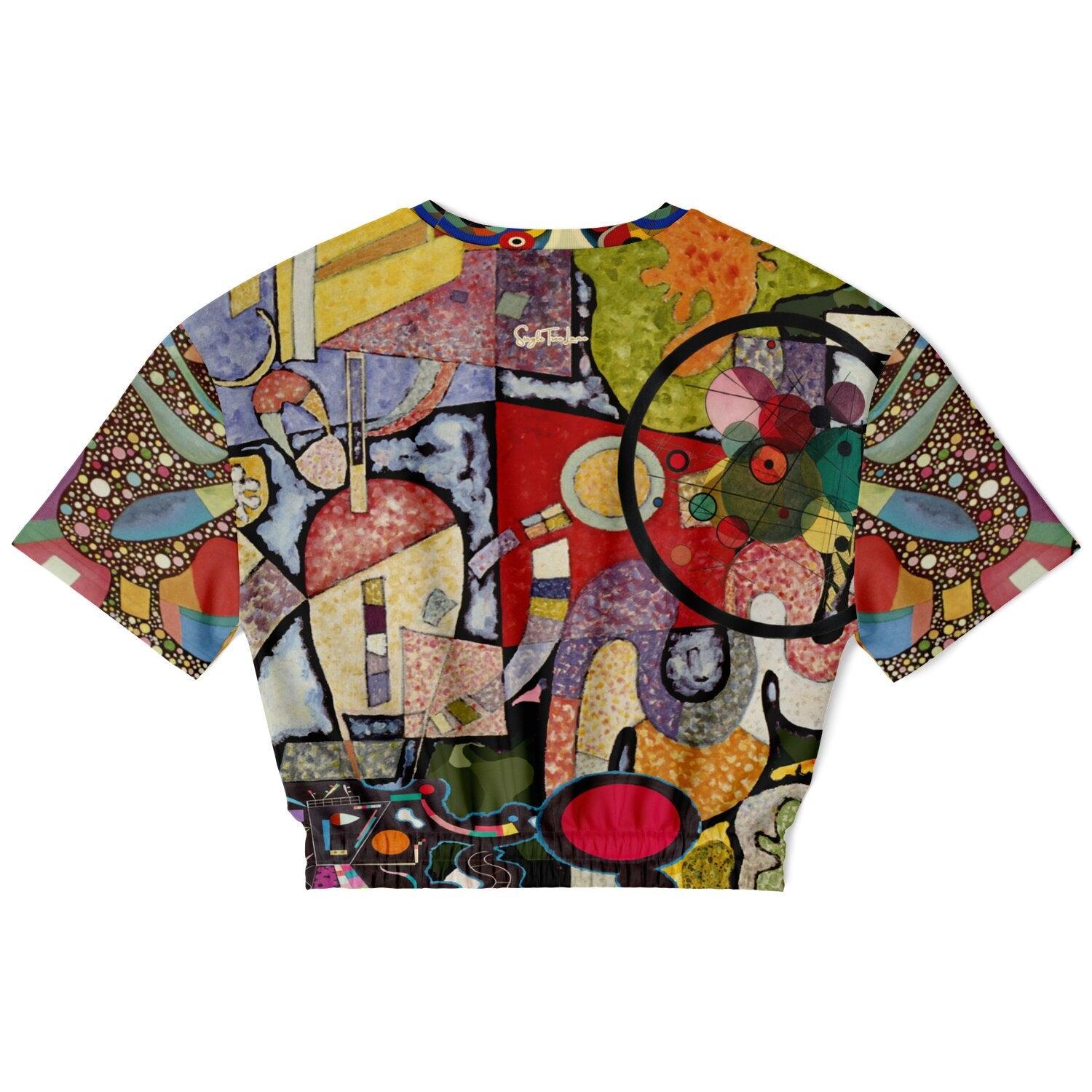 Tiptoe Through the Kandinskys Eco-Poly Short Sleeve Cropped Pullover