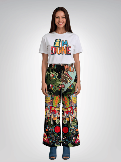 Tiptoe Through the Kandinskys Eco-Poly Wide Leg Pants