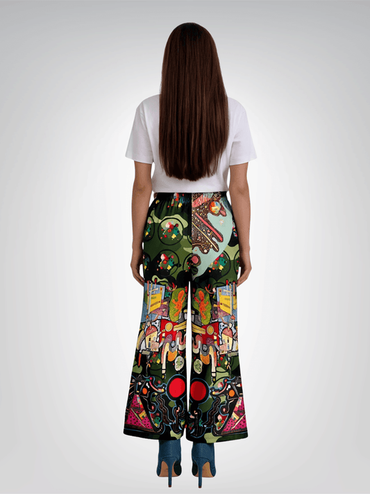 Tiptoe Through the Kandinskys Eco-Poly Wide Leg Pants