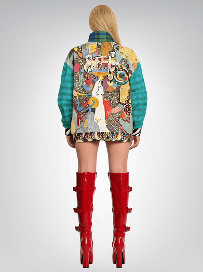 Tiptoe Through the Kandinskys Heavyweight Oversized Quarter Zip Sweatshirt