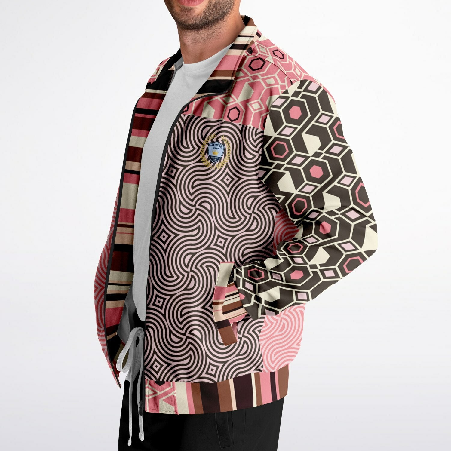 Fantasy in Pink and Brown Geometric Unisex Eco-Poly Track Jacket