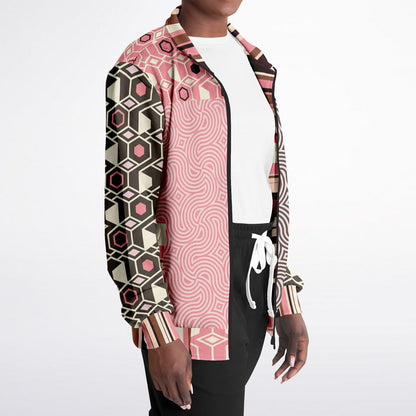 Fantasy in Pink and Brown Geometric Unisex Eco-Poly Track Jacket