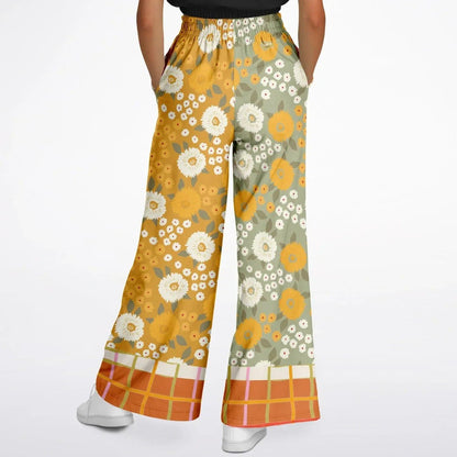 Traipsing Through My Hippie Era Floral Fields Eco-Poly Wide Leg Pants