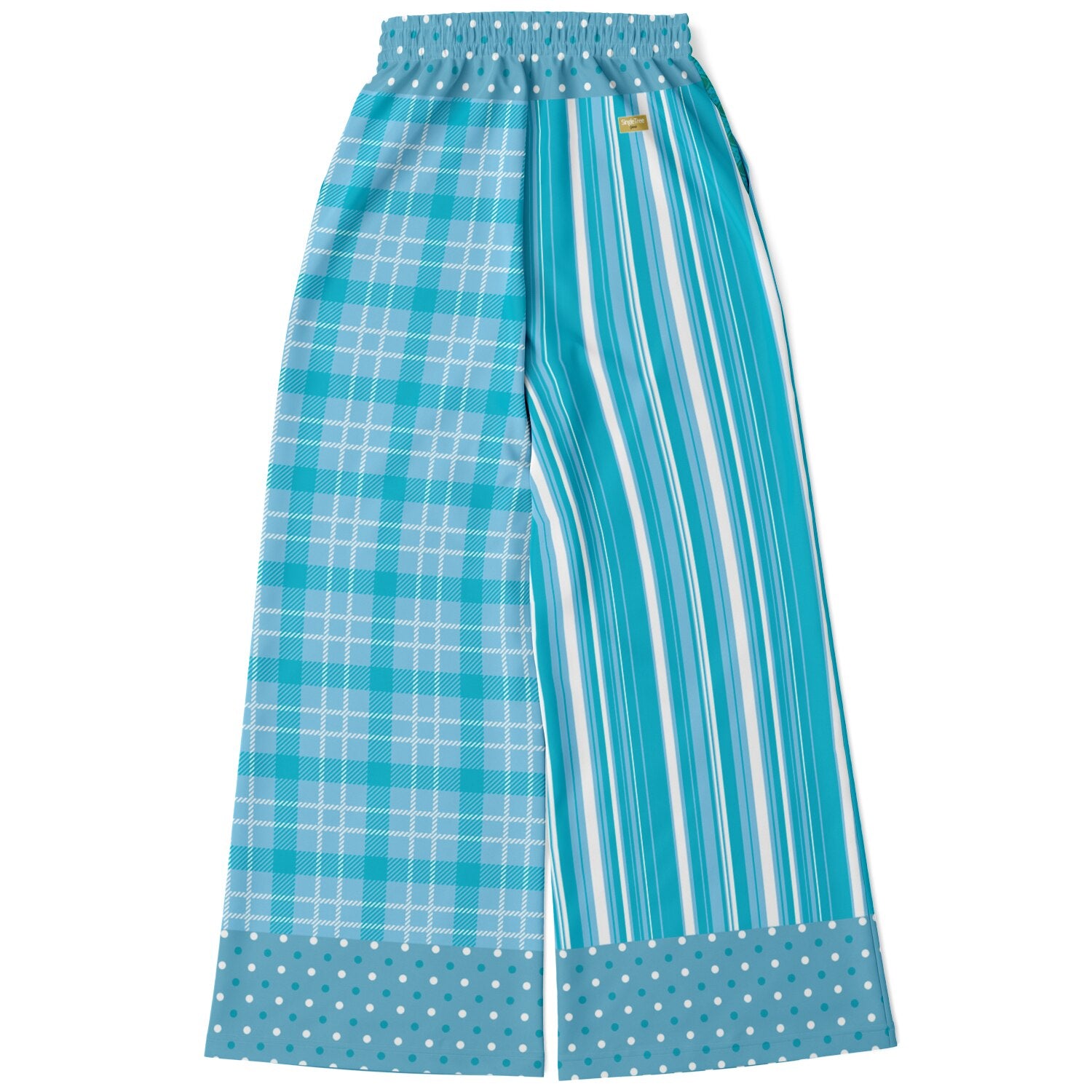 Trapped in Blue Skies Plaid Eco-Poly Wide Leg Pants