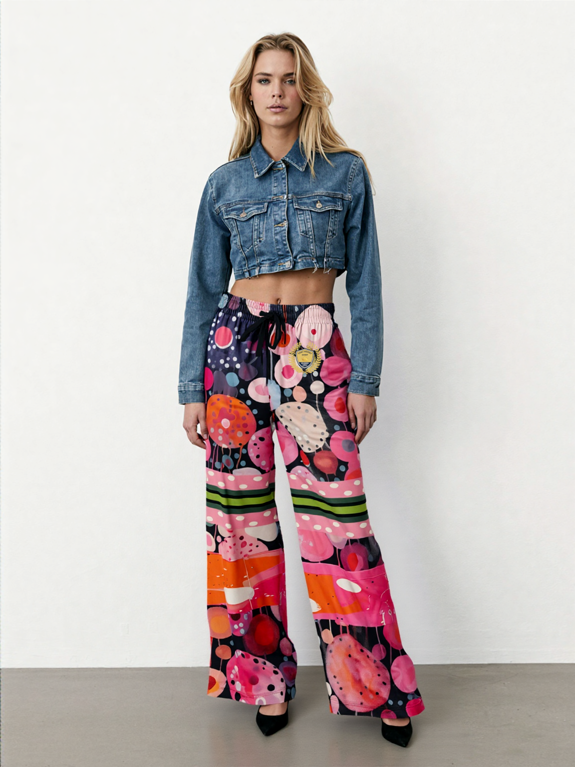 Trip the Lights Fantastic in Abstract Circles Eco-Poly Wide Leg Pants