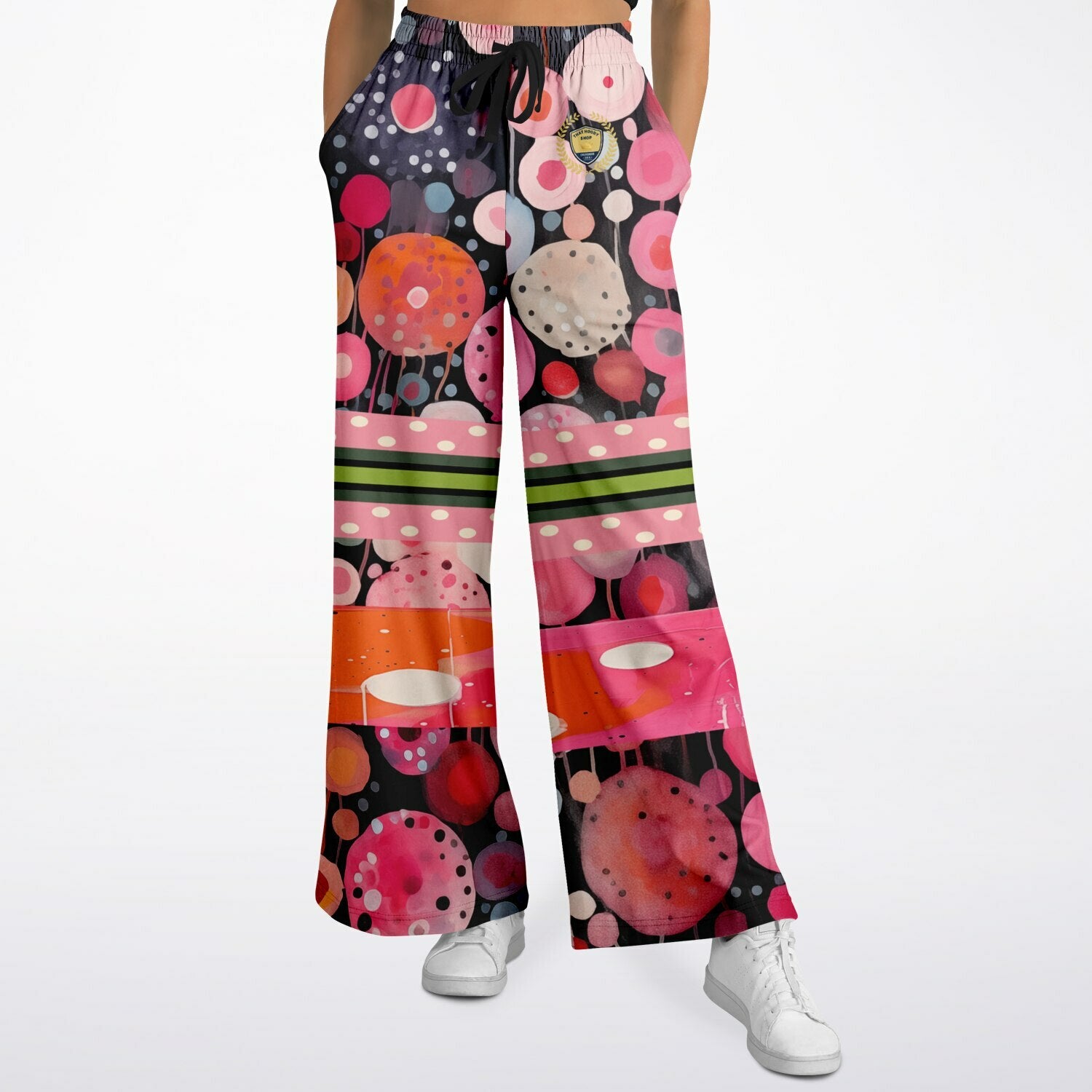 Trip the Lights Fantastic in Abstract Circles Eco-Poly Wide Leg Pants