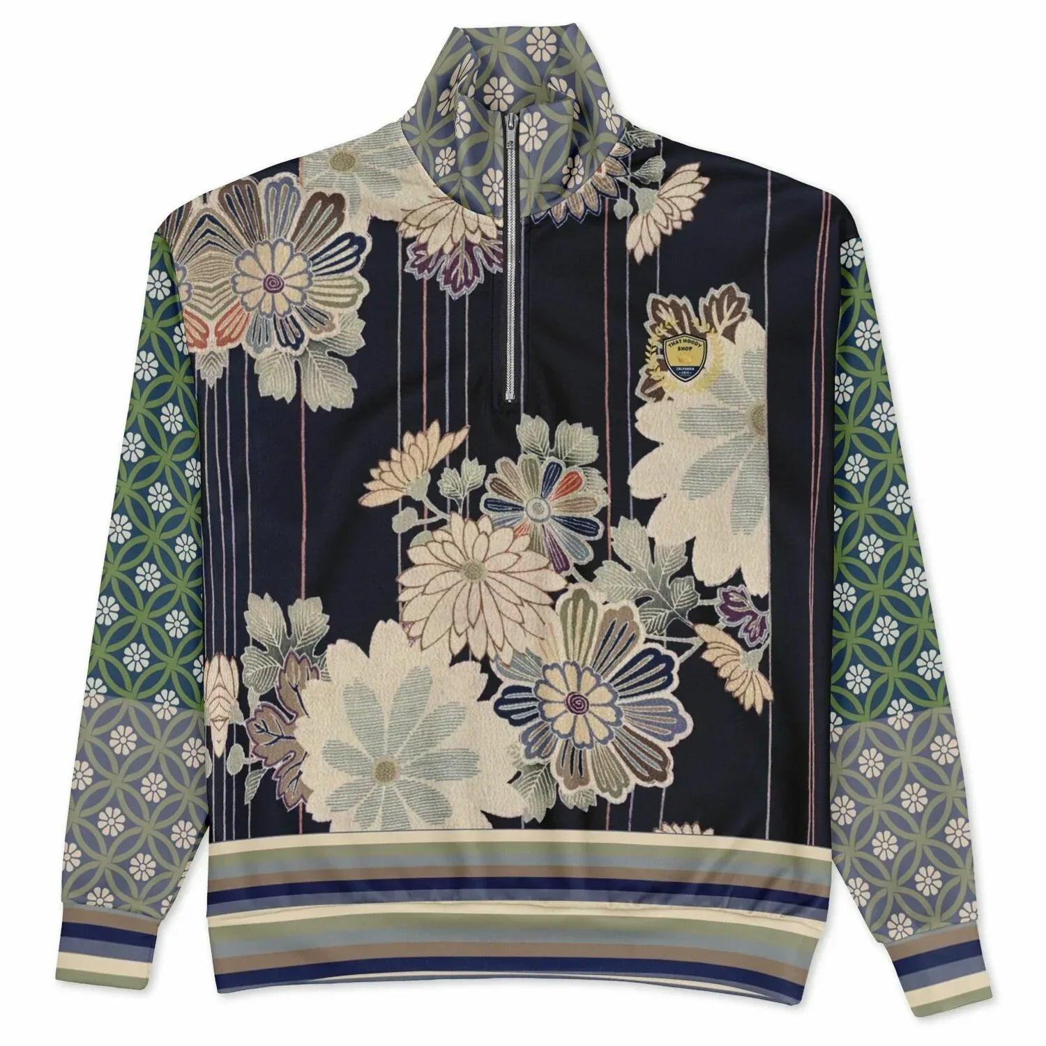 Vacation in Nantucket Floral Heavyweight Oversized Quarter Zip Sweatshirt